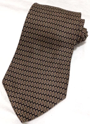 Corbata Portafolio Perry Ellis 100% Seda Negra y Dorada 4" Hecha en EE. UU. Foto 1 de 4