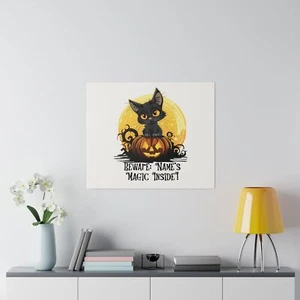 Haunted House Beware Custom Canvas Halloween Wall Art Print  Customizable Decor - Picture 1 of 33