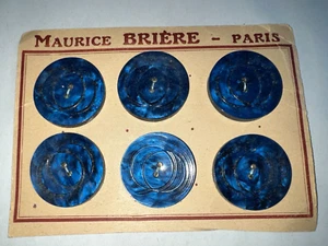 6 anciens boutons Maurice Brière Paris bakélite bleu  diamètre 3 cm N° 26 - Picture 1 of 3