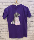 Vintage CMS Freizeit Einzelstich lila T-Shirt Welpe Hund mit Kätzchen süß