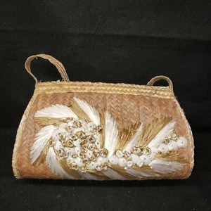 VTG 1969 Straw Purse With Original NEWSPAPER STUFFING  Perfection - Picture 1 of 12