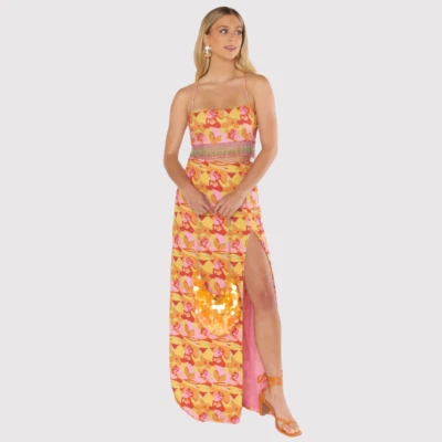 Falda Show Me Your MuMu Mujer Amarilla Rumba Maxi Habana Cuentas Lentejuelas Pequeña Foto 1 de 4