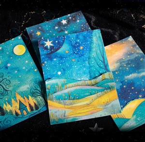 10Pcs Fantasy Starry Sky Paper Stickers Background Decor Journal Card Scrapbook - Picture 1 of 14