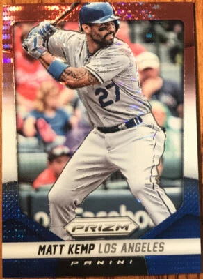 2014 Panini Prizm Prizms Red White & Blue Pulsar Matt Kemp #19 - Image 1 of 2