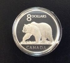 THE CANADA COMMEMORATIVE STERLING SILVER 8 DOLLARS COIN 2004 - THE GREAT GRIZZLY