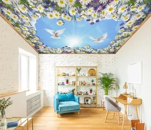 3D White Daisy I5684 Ceiling WallPaper Murals Wall Print Decal Deco Erin 2023 - Picture 1 of 5