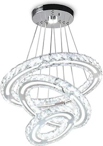 Round 3 Ring Crystal 52W LED Pendant Lamp Living Room Chandelier Ceiling lights - Picture 1 of 12