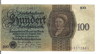 GERMANY, 100 REICHSMARK,P#178, ENGLISH Lady by H. Holbein @ r, 1924 - Image 1 of 2