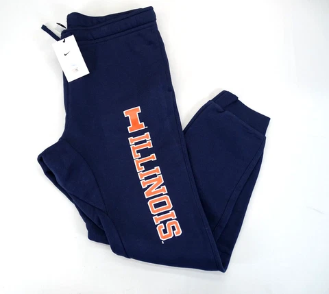 New Nike NCAA Illinois Fighting Illini Men Size L Blue Jogger Pants Sweatpants Cover