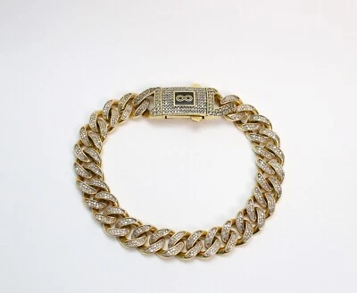 10k & 18k Yellow Gold Diamond Bracelet, 9.5 inches - 66.5g - Image 1 of 4