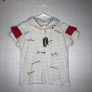 Matilda Jane Blaire Striped Short Sleeve Hoodie Linen Blend 4th Of July Size 14 - Picture 1 of 14