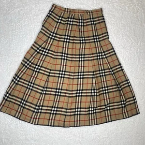 Vintage Burberry plaid Mid Length Wool Pleated Skirt (measurements in photos) - Picture 1 of 14