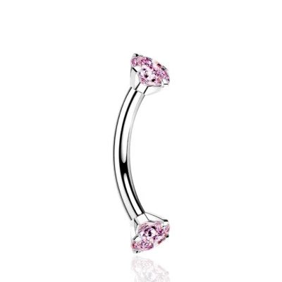 F136 Titanium 16G CZ Gem Curved Barbell Eyebrow Ring Tragus Rook Piercing 5/16" - Image 1 of 3