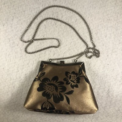 Bolso de hombro pequeño negro LIZ CLAIBORNE DE COLECCIÓN, cadena y correas de tela, satinado Foto 1 de 4