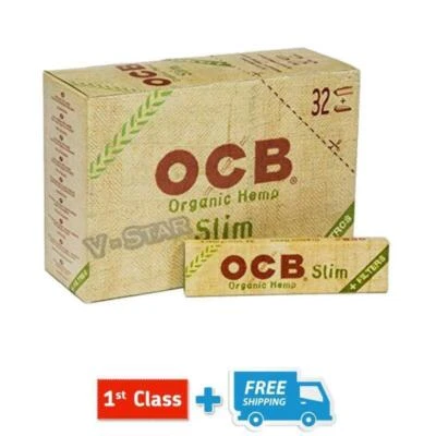 OCB ORGANIC HEMP ROLLING KING SIZE SLIM PAPERS + FILTERS 5/10/20/25/32 BOOKLETS  - Image 1 of 4