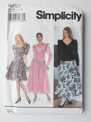 Simplicity 8727 sewing pattern Dress with full skirt & back bow Sz 8 to 12 UNCUT - Image 1 of 2