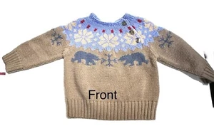 Suéter Bebé Petit Bateau Talla 12 Meses 100% Lana Copos de Nieve, Osos - Imagen 1 de 9