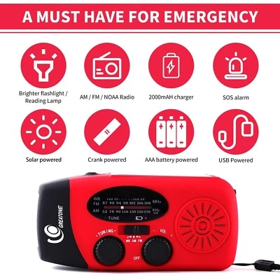AM/FM NOAA Portable Weather Radio with 2000mAh Power Bank Phone Charger - Image 1 of 4
