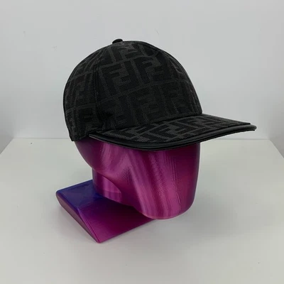 Fendi Zucca FF Print Canvas Monogram Baseball Trucker Cap Hat Black Size M - Image 1 of 4
