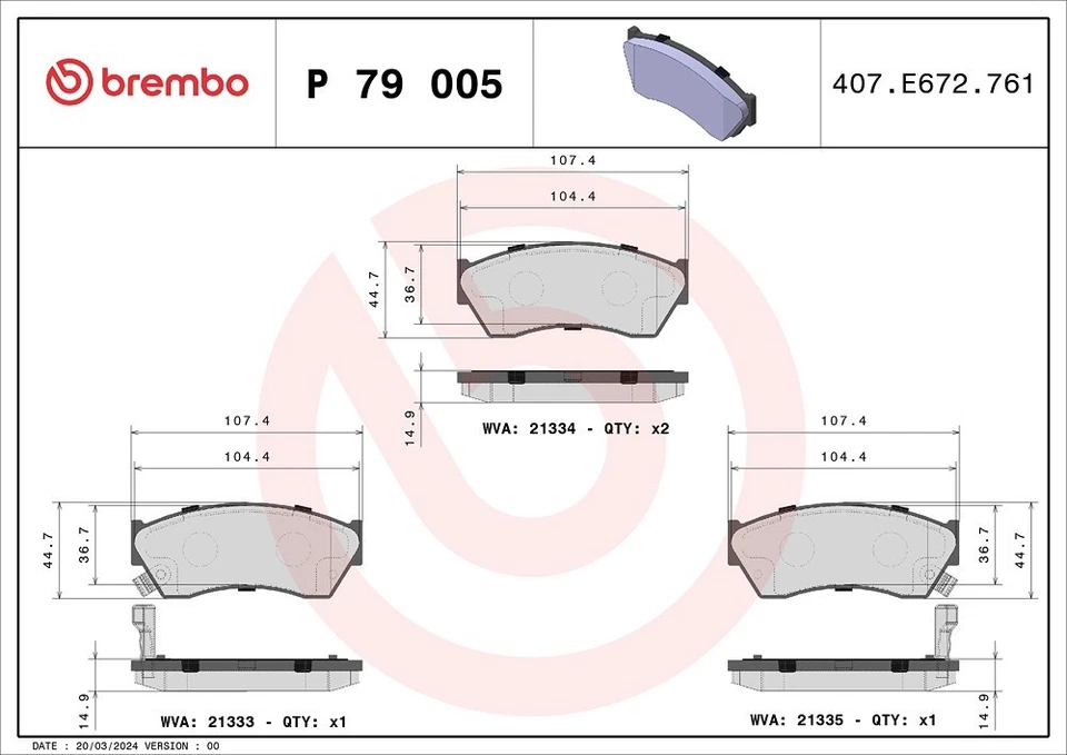 BREMBO Jeu de plaquettes de frein - Photo 1/2