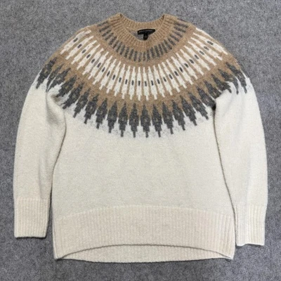 Suéter Banana Republic Mujer Pequeño Crema Tostado Fair Isle Mezcla de Alpaca Pullover Foto 1 de 4