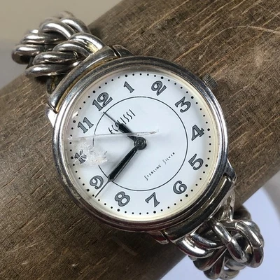 Ecclissi 3600 Women Sterling Silver Chain  32mm Watch 6 3/4" *Cracked Crystal - Image 1 of 4