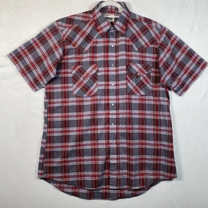 Ely Cattleman Western Snap Shirt Men’s 16.5 Plaid Short Sleeve Pearl Snaps - Picture 1 of 9