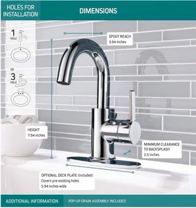 PEERLESS P191102LF-TP Precept Single Handle Bathroom Faucet Chrome - Picture 1 of 2