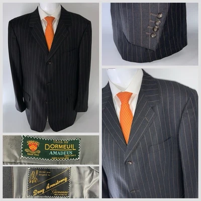 Chaqueta Traje Giovanni 46L Marrón Rayas Dormeuil Super 100’s Lana 3Btn YGI T5-166 Foto 1 de 4
