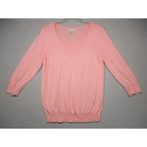 LOFT hellpfirsichfarbener gerippter Pullover mit U-Ausschnitt Freizeitpullover Damen Größe L - Bild 1 von 10
