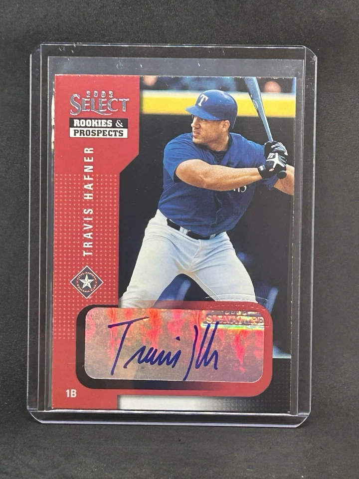 2002 Select Rookies & Prospects Travis Hafner Auto #94 Texas Rangers Blue Ink B9 - Image 1 of 2