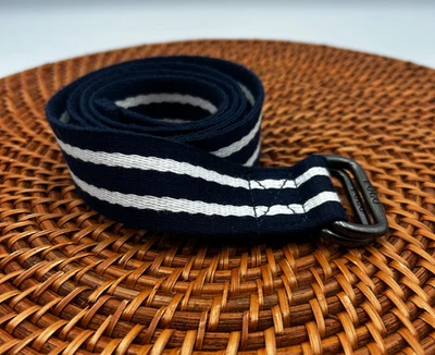 Polo Ralph Lauren Grosgrain Ribbon Striped Youth Belt Navy White D-Ring 36"  - Image 1 of 4