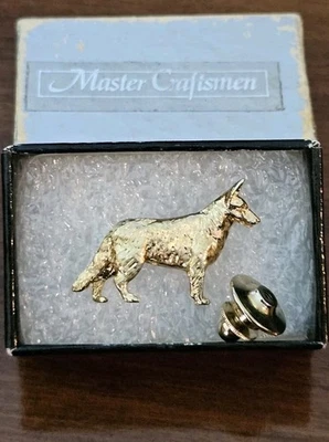 Переплетение C с, возможно, короной 14k штамп: 14k твердый немецкая овчарка собаки заколка - Изображение 1 из 4