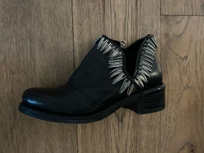 Botines de motociclista AS98 de cuero negro plateado talla EUR 40 US 9,5-10 cremalleras botín Foto 1 de 4