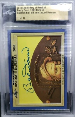 2018 Leaf History of Baseball HOF’er Bobby Doerr & Billy Herman #'d 11/12 2B HOF - Image 1 of 4