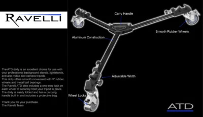 Carretilla trípode profesional Ravelli ATD para iluminación fotográfica de cámara Foto 1 de 4
