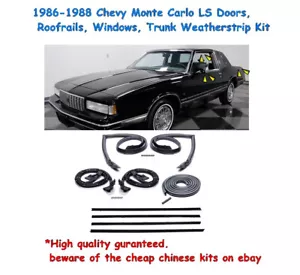 1986-1988 Chevy Monte Carlo LS Doors, Roofrails, Windows, Trunk Weatherstrip Kit - Picture 1 of 2
