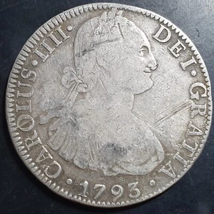 Mexico Spanish Colonial 8 Reales Carol Carolus IIII 1793 Mo FM Mexico City Mint - Picture 1 of 6