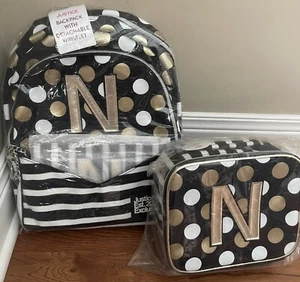 Justice Initial Backpack , Lunch Box and Detachable Writslet  "N" New - Picture 1 of 7