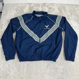 US Air Force Skilcraft Jacket Mens Large Long Blue Physical Training Windbreaker - Picture 1 of 12