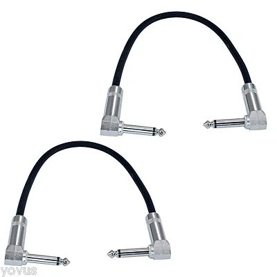 Paquete de 2 cables de conexión de instrumento mono ángulo recto 1/4 de 12" 1 pie de 12" 1 pie Foto 1 de 2