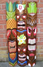 NUOVO DESIGN MASCHERA TIKI INTAGLIO LEGNO Grande 100 cm decorazione parete multicolore