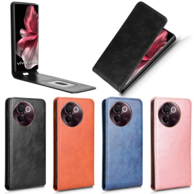 For ViVO V30E 5G, Luxury Vertical Up-Down Leather Wallet Stand Soft Case Cover - Image 1 of 4