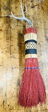 Vintage Primitive Hand Whisk Broom Folk Art Antler Handle 25