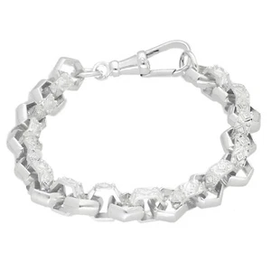 New Sterling Silver 6.75" Hexagonal Patterned Belcher Bracelet (8mm Wide) - Picture 1 of 2