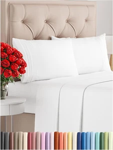 Queen Size 4 Piece Sheet Set - Comfy Breathable & Cooling Bed Sheets Set - Hotel - Picture 1 of 8