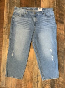 Style & Co Curvy Capri Straight Leg Distressed Jeans Womens Size 18 Medium Wash - Picture 1 of 7