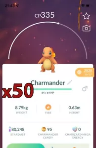 Pokemon TRADE - 50x Charmander Trades !! Good Chance of Lucky and Good IVs !! - Picture 1 of 1