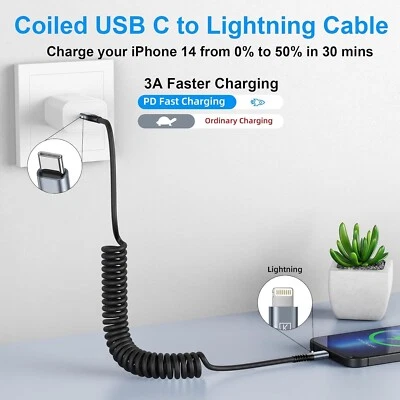 Kiyoda 3ft/3ft Coiled Charger Cables USB-C to USB-C iPhone Cable 2 in 1 - Image 1 of 2