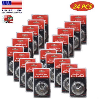 TSY TOOL 24 Pc 70mm Stainless Steel Armor for Trailer Round Padlock with Shielded Shackle